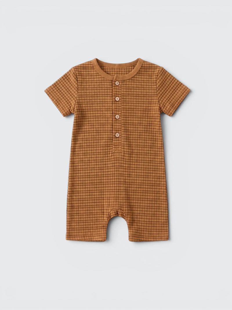 Waffle Knit Henley Romper — view 1