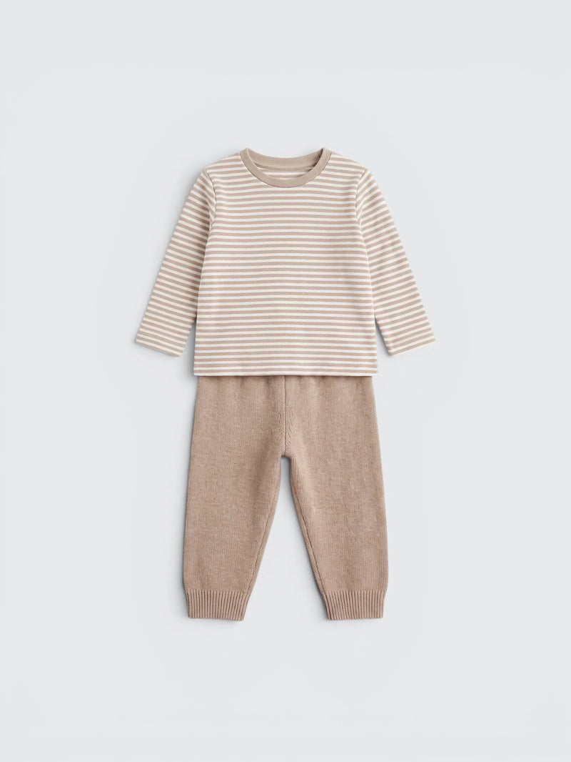 Stripe Top & Knit Pants Set — view 1
